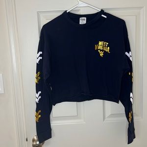 Pink WVU long sleeve crop top